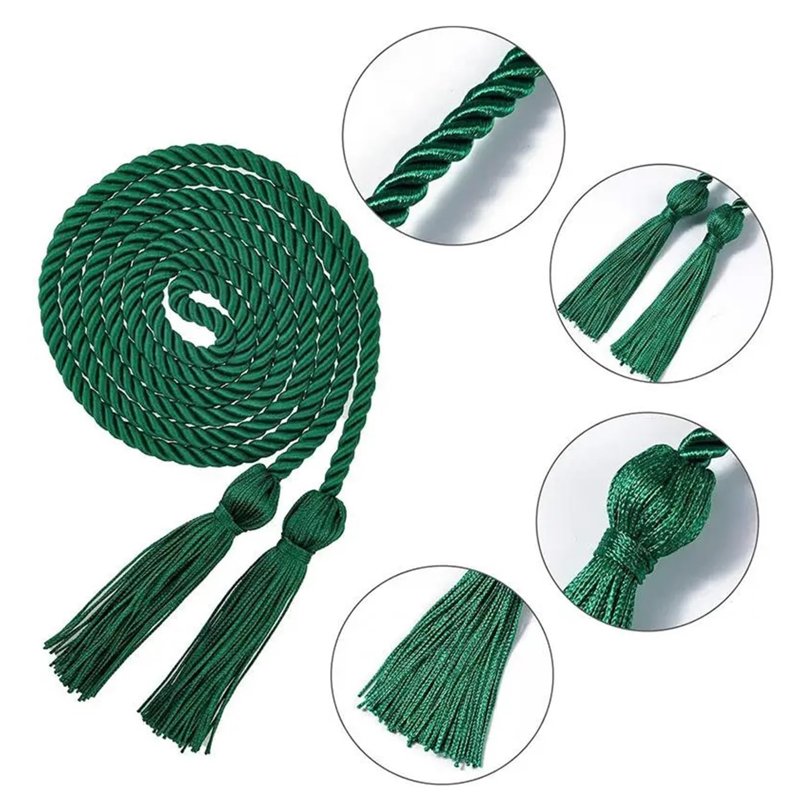 Lot de 10 cordons à pompons de 170 cm à double frange, pour remise de diplôme et rideaux