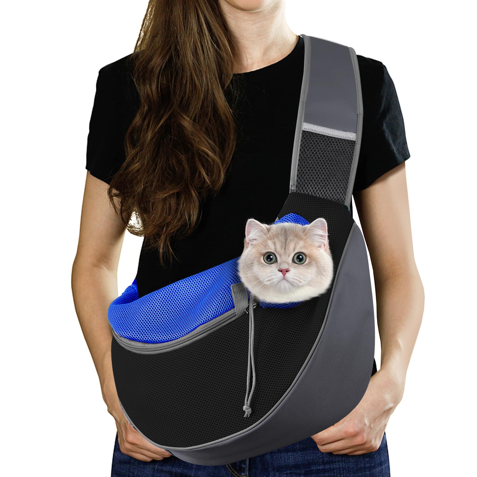 Porte-Chien Pawaboo en filet respirant pour chiot et chaton - Sac à dos taille S indigo