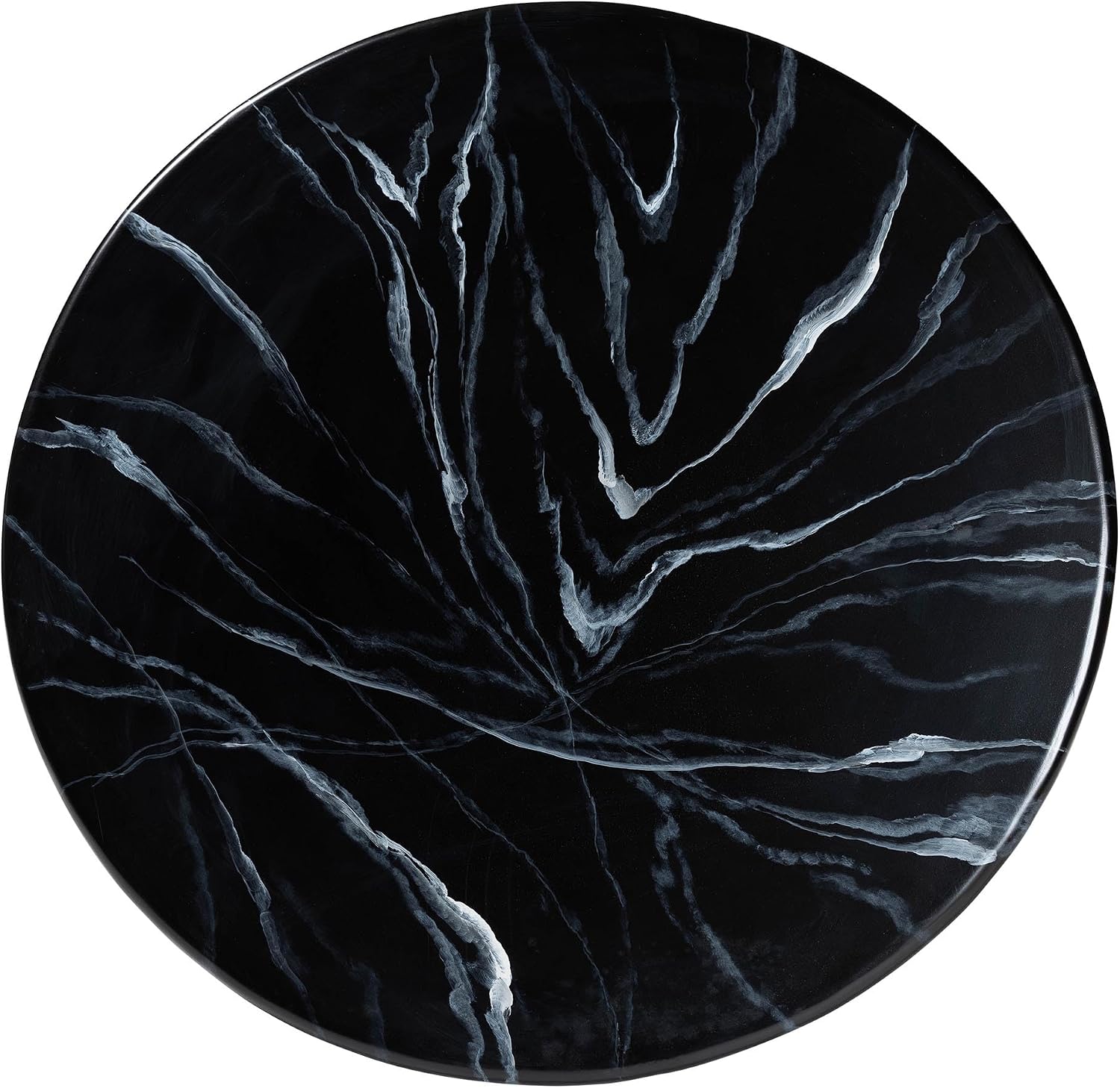 Bali & pari Aponi Marbled Resin Coffee Table - Sculptural Center Table with Round Top and Pedestal Base, Modern Contemporary Statement Furniture, Black