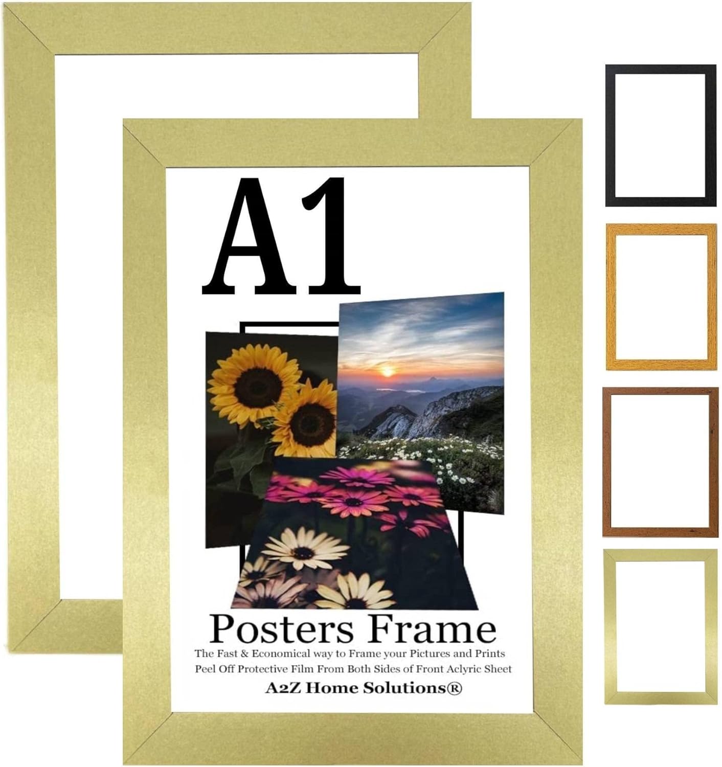 A2Z Home Solutions® Multipack Gold A1 Poster Frames 59.4 x 84.1 cm With