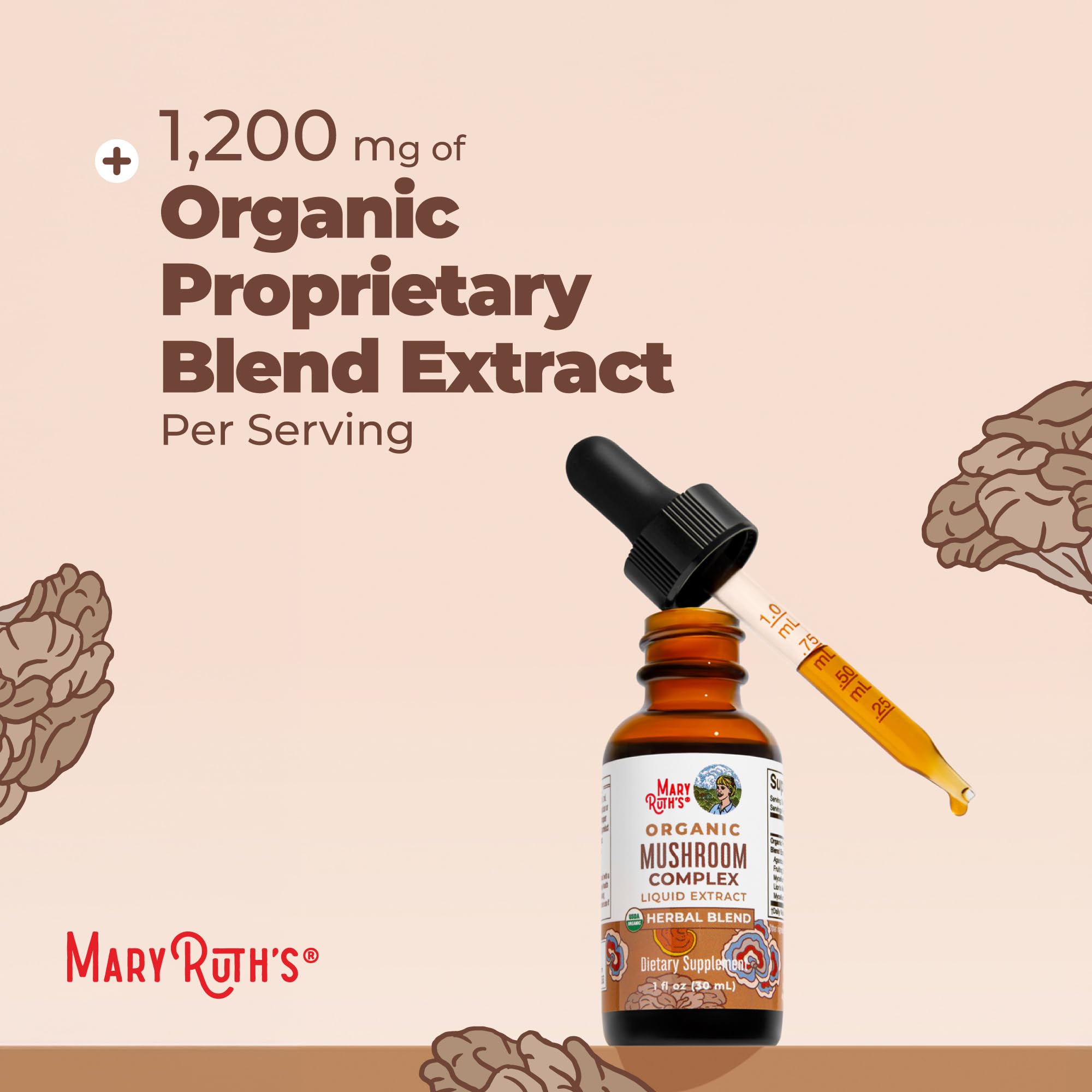 MARYRUTH'S Organic Mushroom Complex, Lion's Mane, Turkey Tail, 30 Servings — Amazon image 7