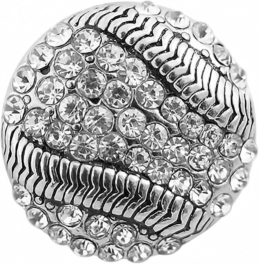 Lovmoment 20MM Baseball Shape with White Rhinestones Snap Chunks Jewelry