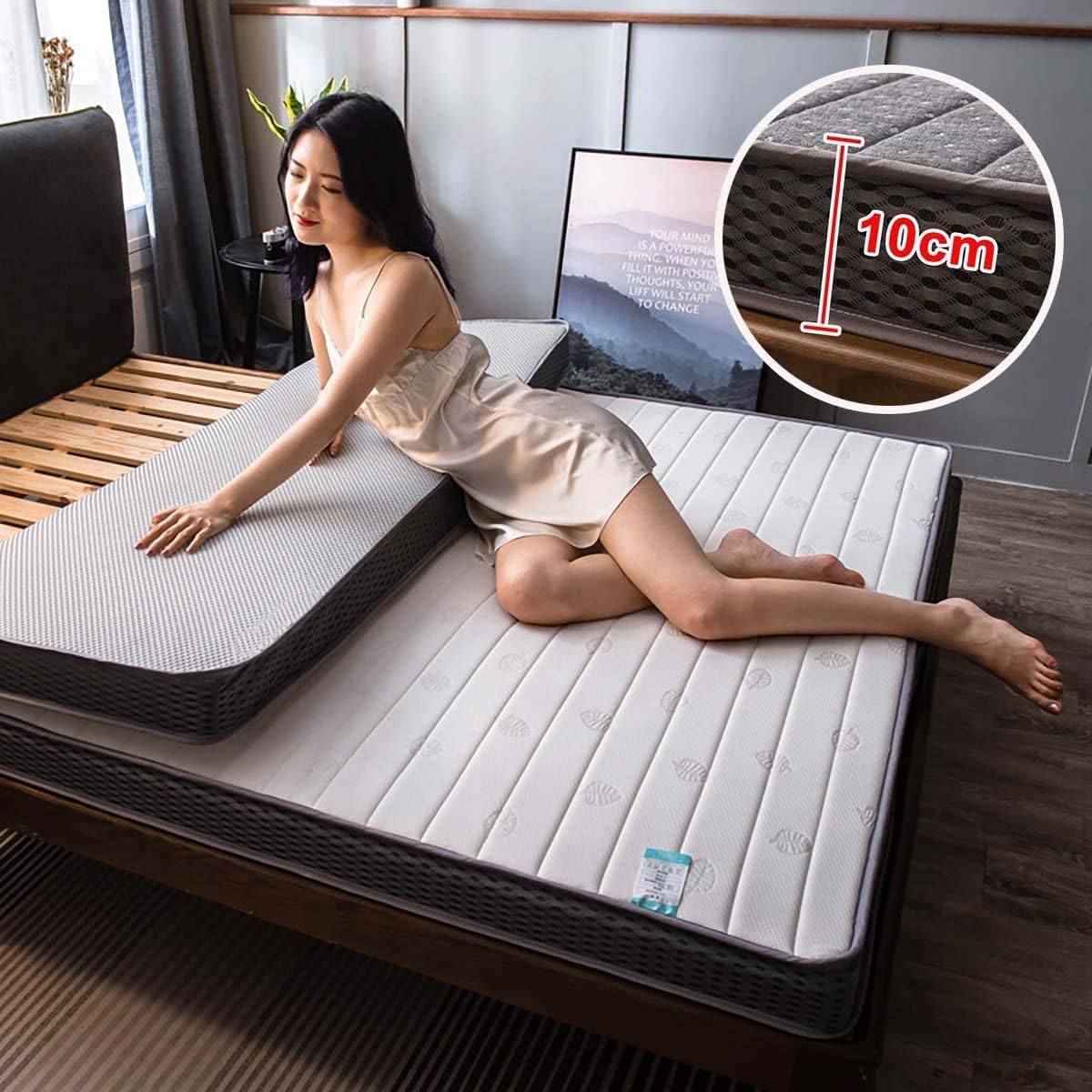 9cm Thick Floor Mattress Foldable Japanese Futon Tatami Mat Sleep Non-Slip Floor Mat Double Single Futon Mat Student Dormitory Mattress (Color : B Size : 180x200cm) (C 120x190cm)