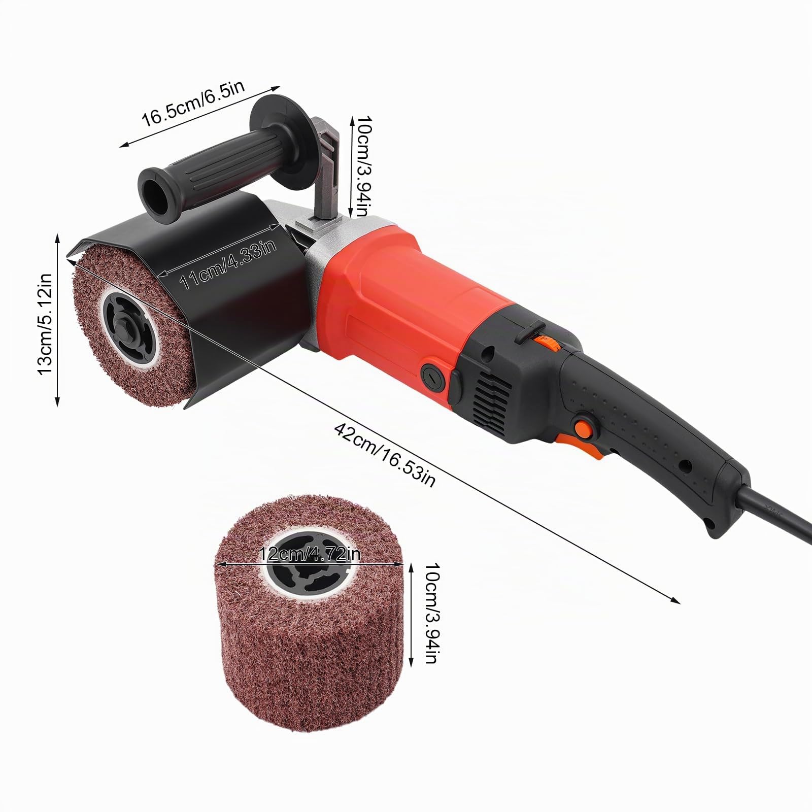 Macchina per rasatura 2200 W, per legno, spazzola elettrica, 2 ruote con velocità regolabile per lucidare l'acciaio inossidabile