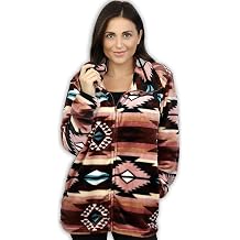 TrailCrest Ultra Soft Womens Full Zip Jacket, Plush Fleece with Velvety Silk Feel, Aztec/Ikat Fun and Trendy Prints 9 Colors