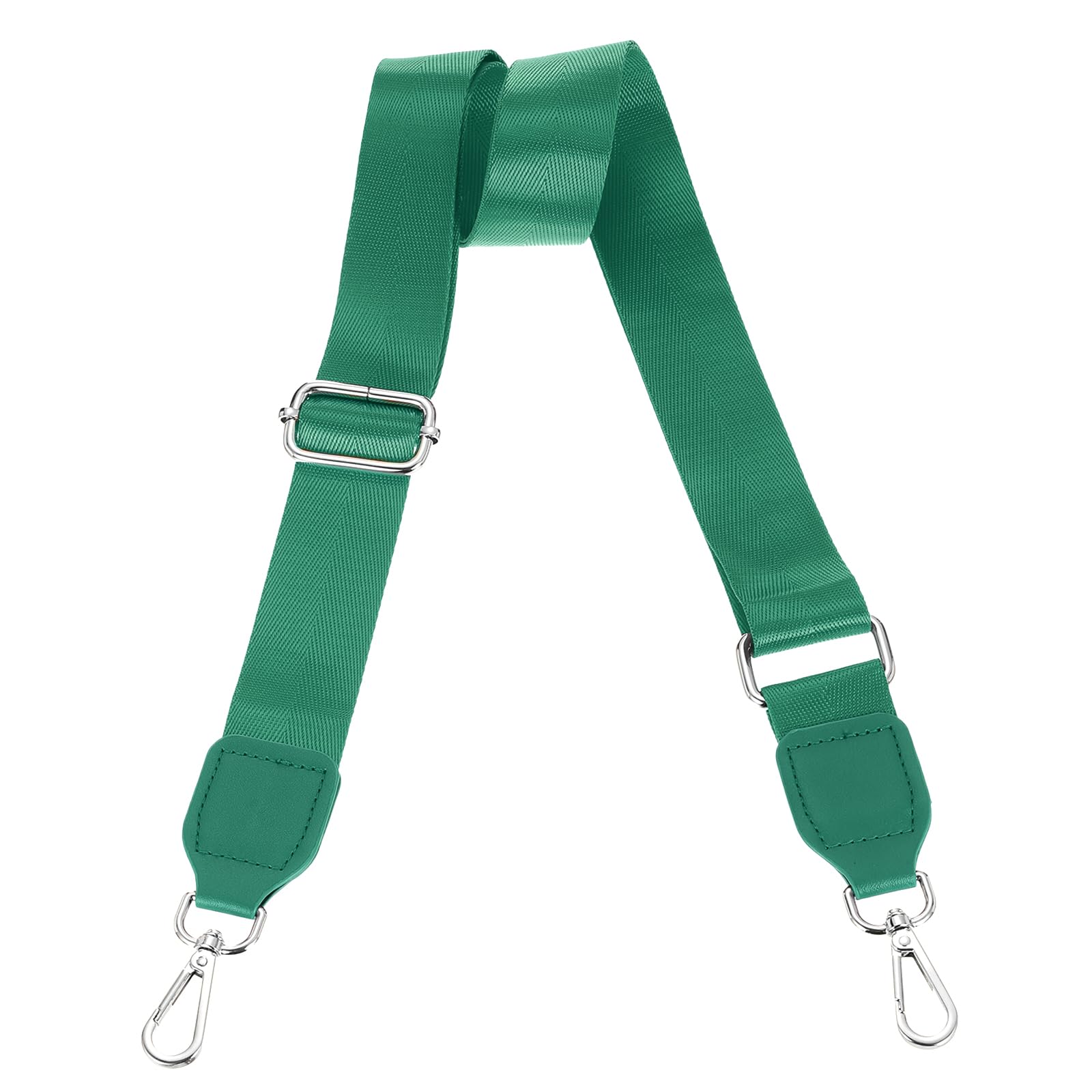 uxcell Wide Shoulder Strap, 3.8cm Adjustable Purse Strap Replacement Crossbody Strap for Shoulder Bag Handbag, Green, Silver Square Mouth Buckle