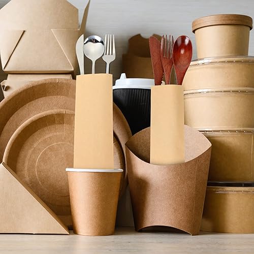 Miniatura 7 de Geelin 500 bolsas de papel para cubiertos de 10 x 2-34 pulgadas, bolsas de churro de papel kraft para utensilios de cocina, restaurantes, barras de