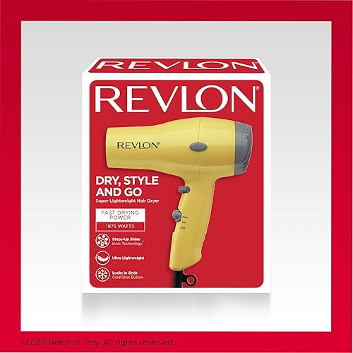 Miniatura 6 de Revlon Secador de pelo compacto  Diseño ligero de 1875 W perfecto para viajes amarillo