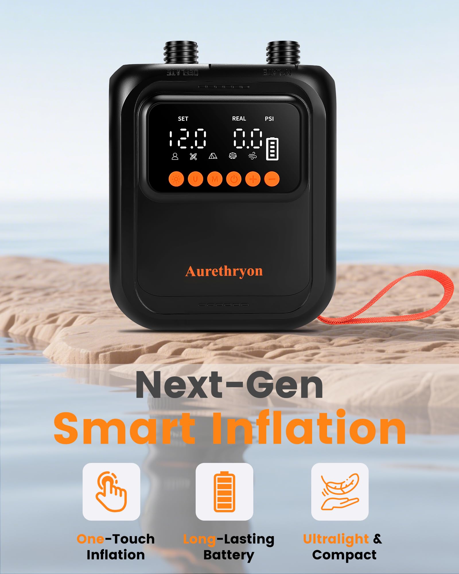 Rechargeable Gonfleur Paddle Electrique,Pompe à Air Portable Haute Pression(20 PSI),arrêt Automatique,Double Alimentation 12V DC & Batterie,avec 7 Buses à Air,pour Matelas Kayaks,Tentes,Noir