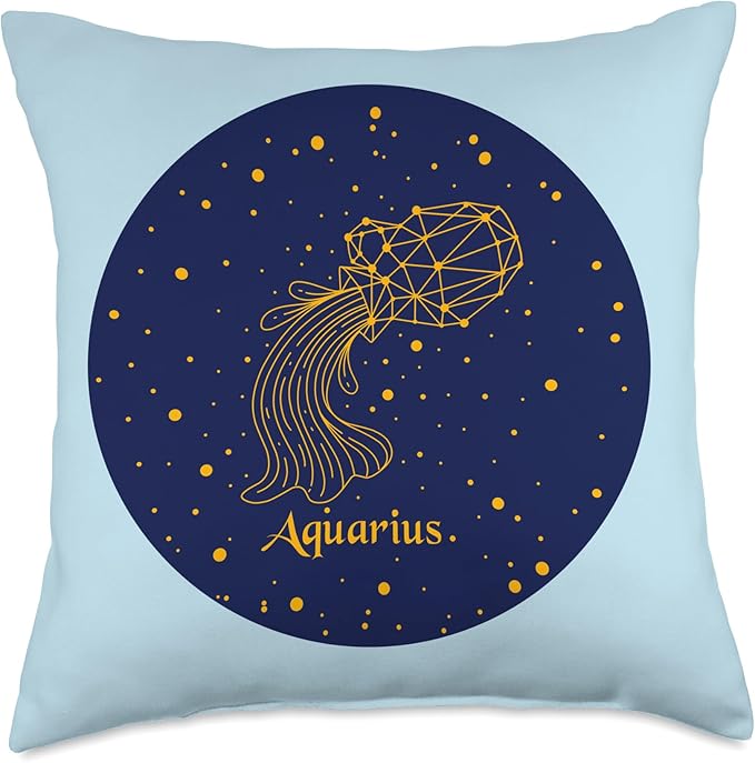 Zodiac Constellations and Astrology Clothing Aquarius Zodiac Sign Constellation Throw Pillow, 18x18, Multicolor