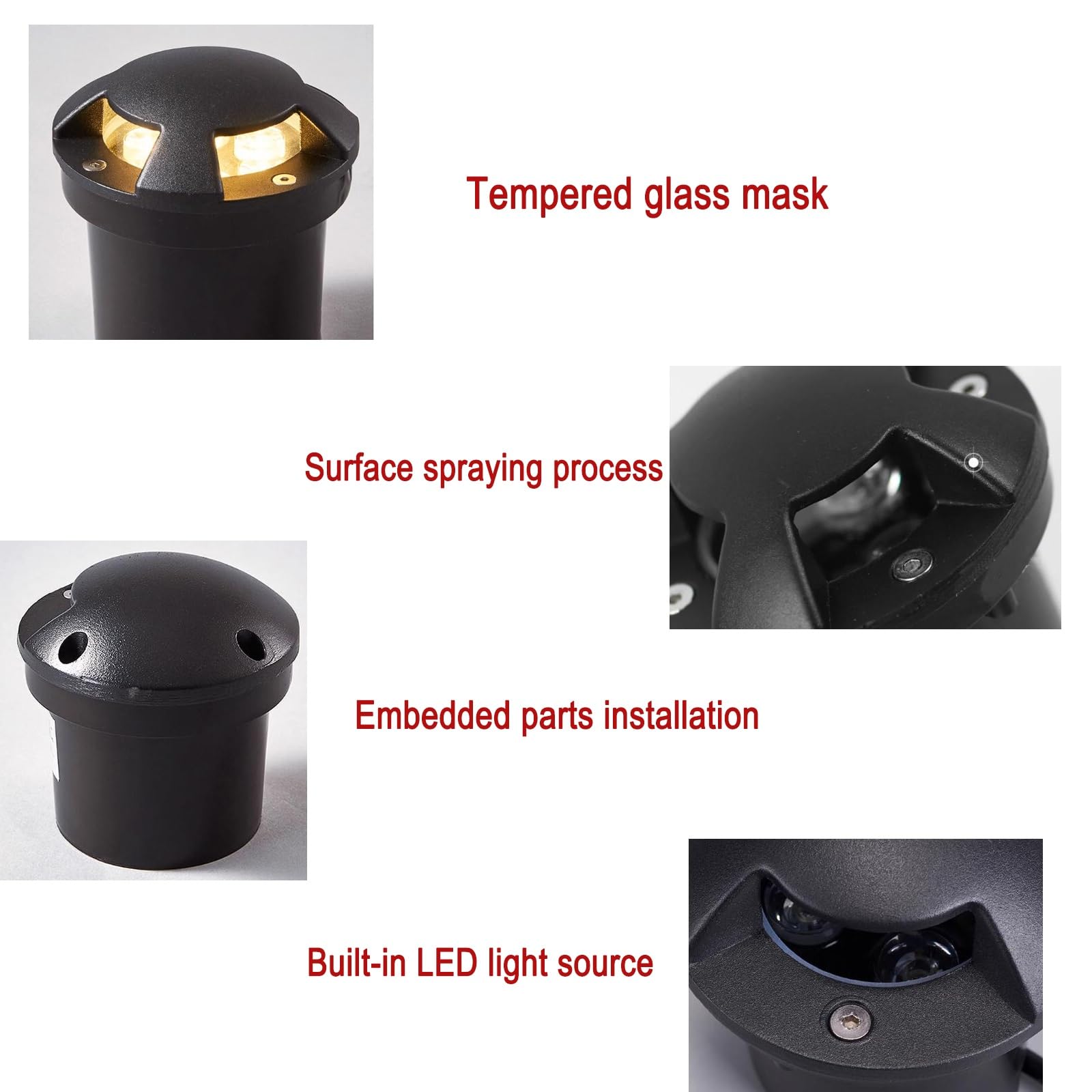 Lampada da terra a LED Lampada sotterranea a emissione laterale for esterni, Faretto da incasso a luce calda, Luci paesaggistiche da giardino impermeabili IP67(6W,1 Sided)