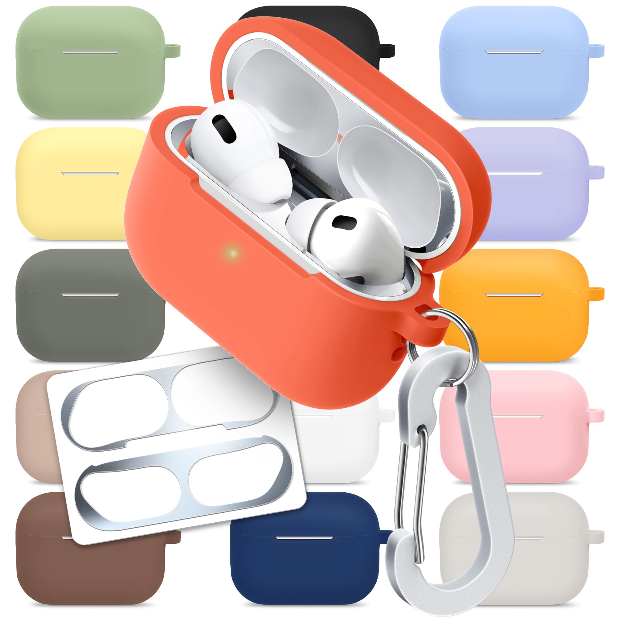 [3 in 1] AirPods Pro 3 Silicone Case + Anti-Lost Carabiner + Dust Guard Metal Film, Protective Cover with Keychain for Apple AirPods Pro3 (2025) — view 10