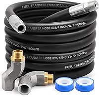 TAUKEALUGS 20FT 3/4" NPT Fuel Transfer Hose with 2 Rotating Swivels for Diesel, Gasoline, Kerosene & Biodiesel