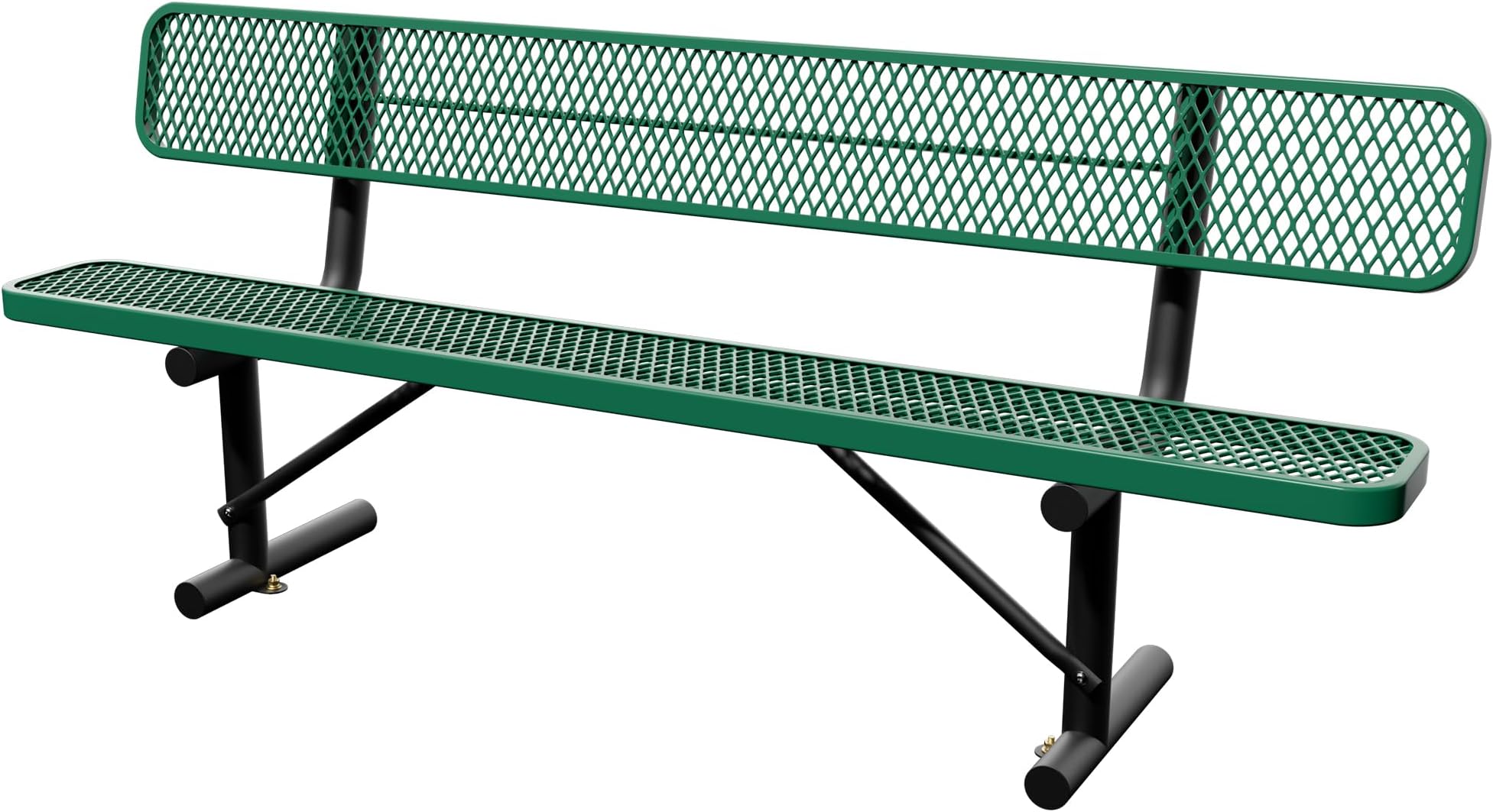 8 Feet Steel Park Bench for Outside, Outdoor Bench with Backrest & Portable Frame, Commercial Benches for Shopping Malls, Stores, Parks, Patios, Decks, Green