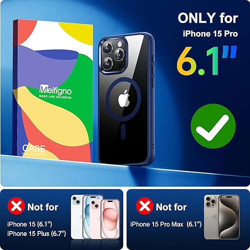 Miniatura 6 de Meifigno Serie Magic Mag diseñada para iPhone 15 Pro Max, protección de grado militar y compatible con MagSafe, parte trasera de policarbonato duro