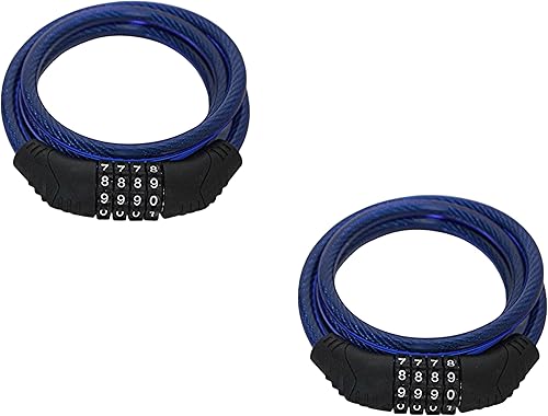 Candado de bicicleta de combinación de acero flexible de 4 pies con mecanismo de autoajuste, 0.315 pulgadas de grosor con cubierta de PVC, código