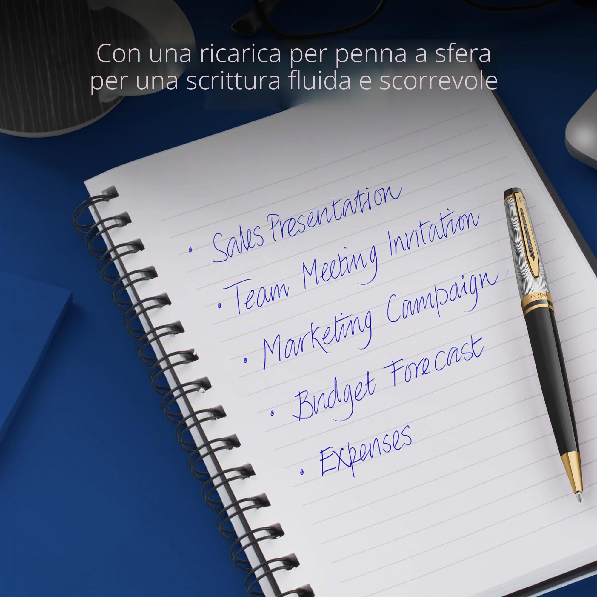 Waterman Expert penna a sfera | laccatura nera e metallo con puntale dorato e cappuccio cesellato | punta media | confezione regalo