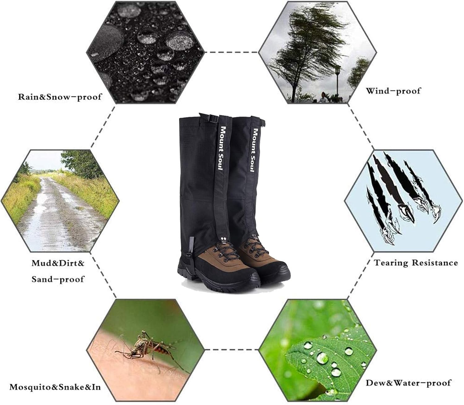Leg Gaiters Outdoor Leg Leggings Hiking Gaiters Waterproof Leg Guards Shoe Covers Mudguards, Suitable for Outdoor Running Jungle Snake (Color : A, Size : S)