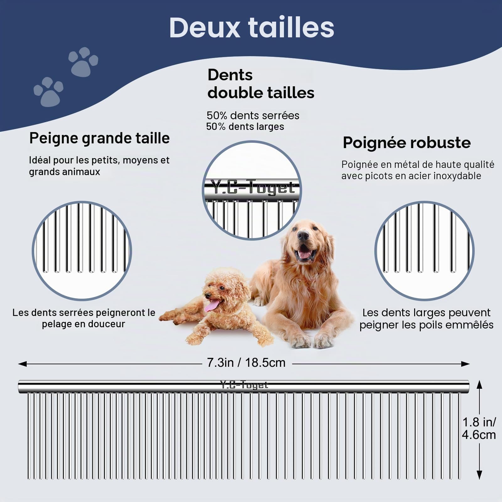 Slicker Brosse à Démêler pour Chien à Poils Longs et Mi-Longs, Kit de Toilette Slicker Brush Douce pour Goldendoodles et Caniches