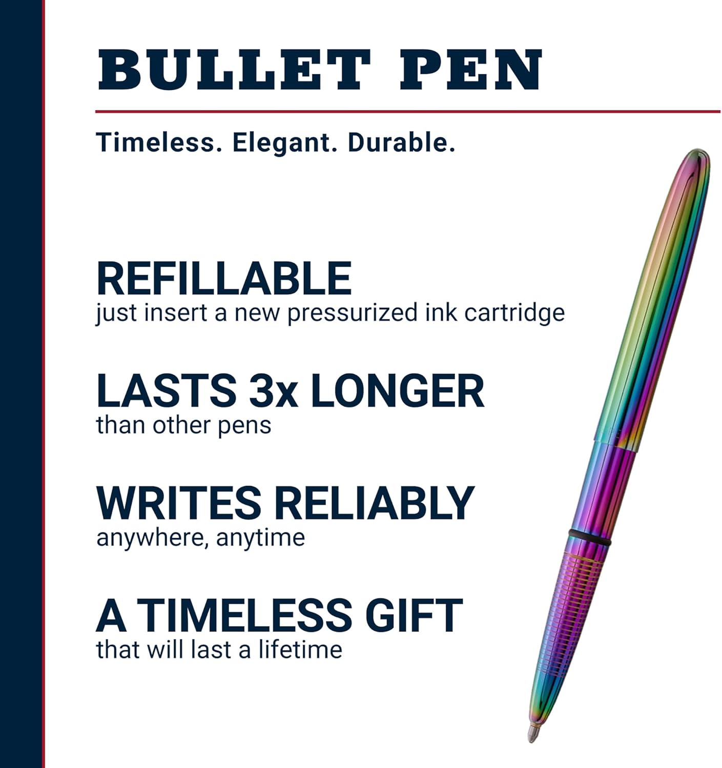Fisher Space Pen Supernova Rainbow Titanium Nitride Bullet Pen, Pressurized Ballpoint Pen, Compact Size, Writes Upside Down, Extreme Temperatures, Black Ink, Medium Point, Gift Box, Made in USA