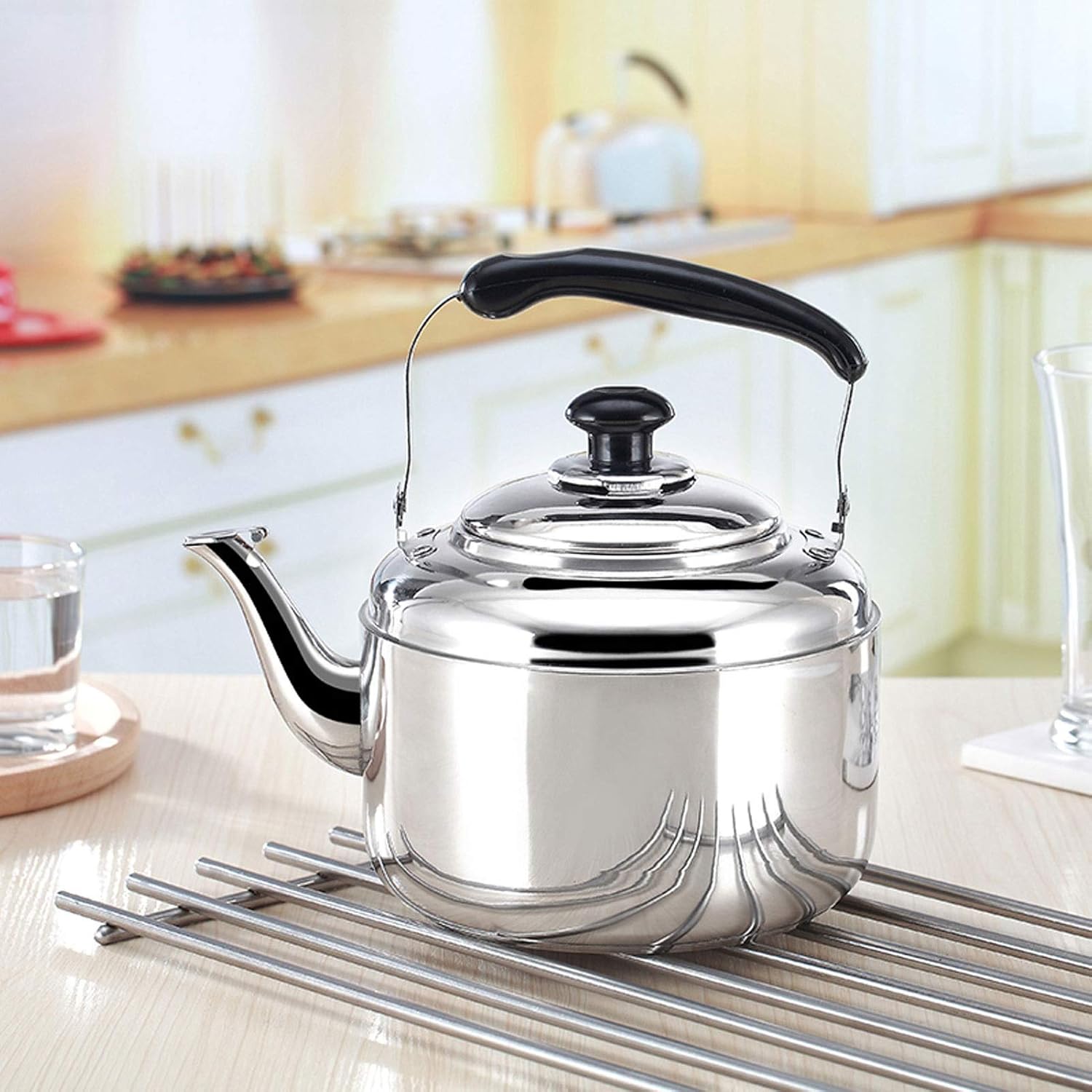 Tea Kettle-Whistle Tea Kettle for Stove Top, Heat-Resistant Handle and Large Capacity Stainless Steel Tea Kettle