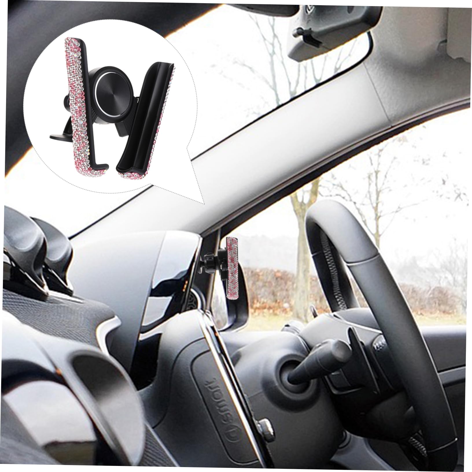 Hemobllo 3pezzi Supporto Per Telefono Da Auto Con Cristalli Strass Supporto Per Ventilazione Auto Facile Da Installare e Utilizzare Compatibile Con Smartphone Design Elegante e Funzionale