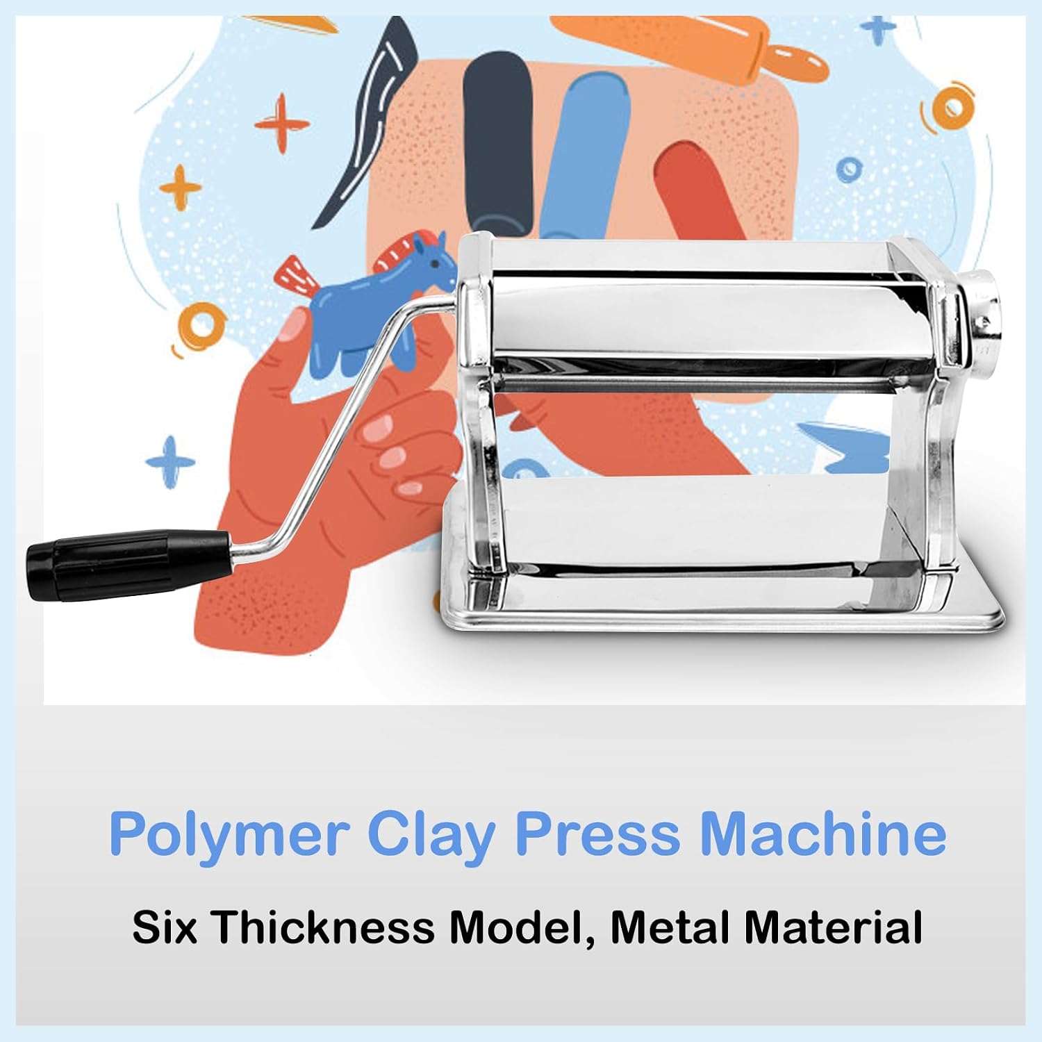 Clay Press Machine makin's USA Clay Machine Manual Polymer Roller with 6 Adjustable Thickness Settings 15CM Wide Pasta Makers & Accessories