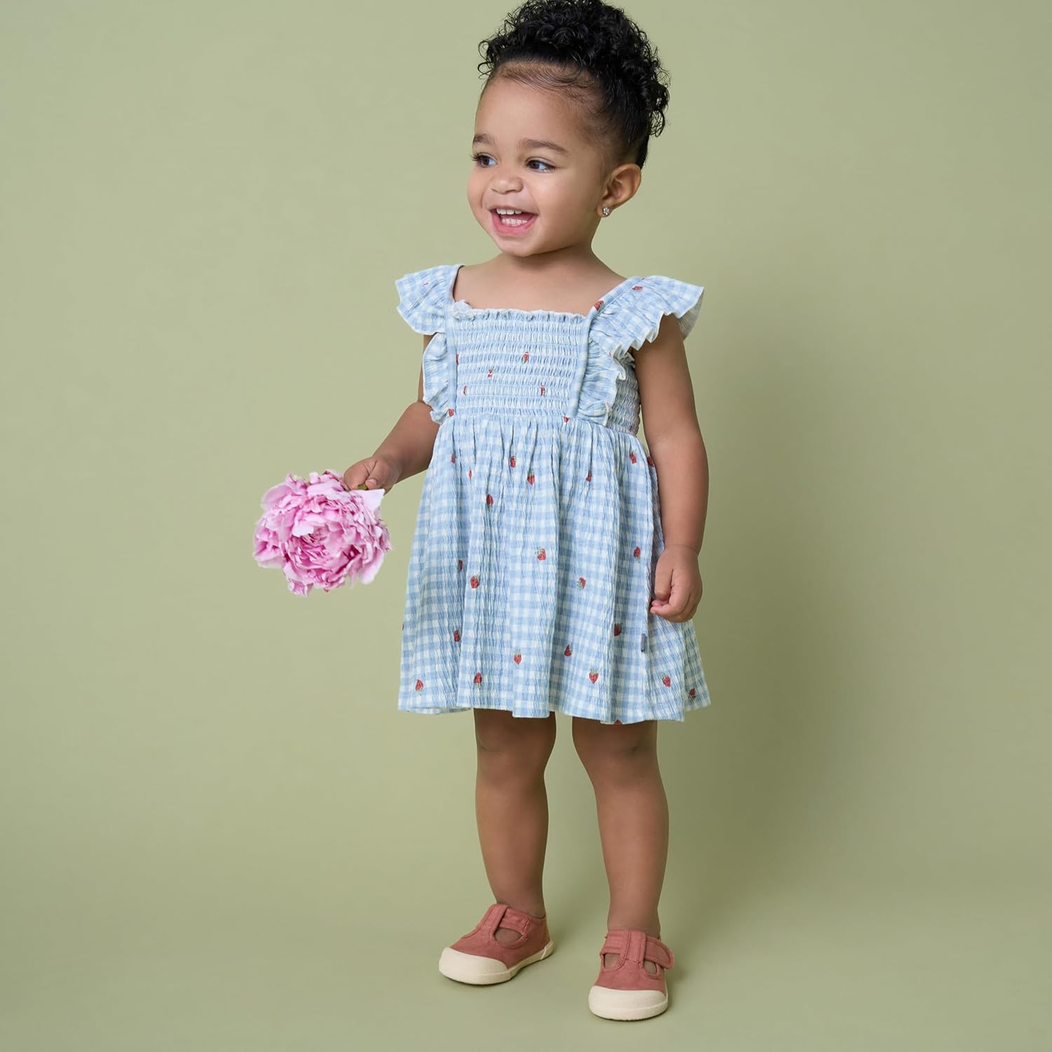 Modern Moments by Gerber Baby-Girls 2-Piece Ruffle Sleeve Dress W/Smocking & Diaper Cover Set - Image 3