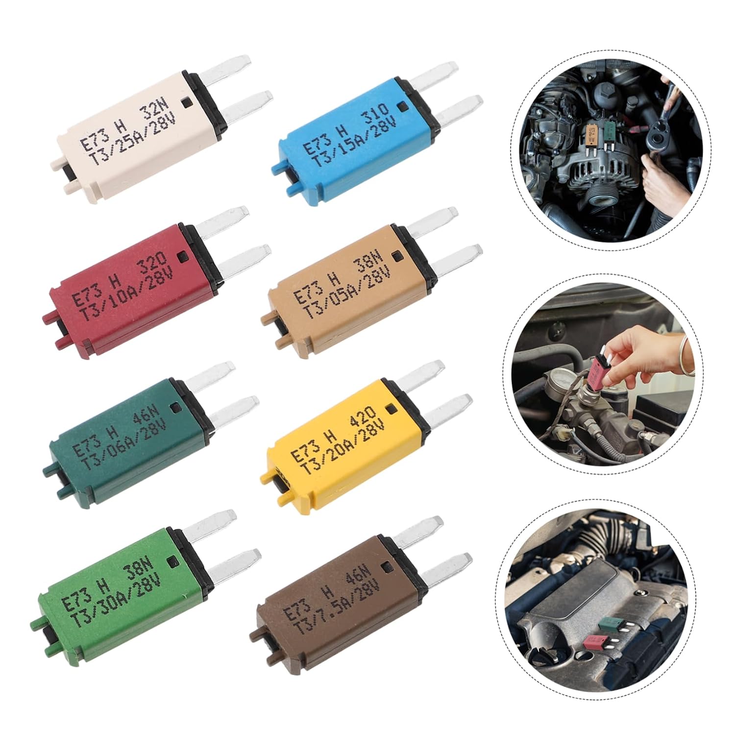 CHILDWEET 8pcs Auto Reset Fuse Kit Compact Low Profile Self-resetting for Car Rv and Truck to Assortment for Automotive Safety and
