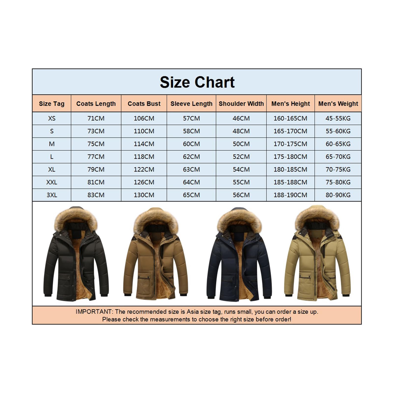 amropi Giubbotto Parka Uomo Giacca Invernale Caldo Cappotto in Pile con Cappuccio in Pelliccia Giacche
