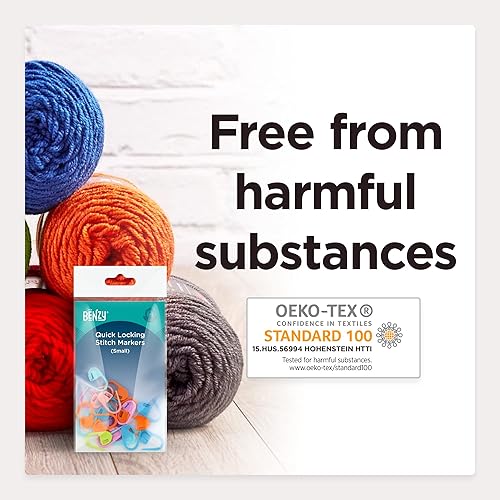 Miniatura 4 de Paquete de 4 hilos Black - Red Heart Super Saver (7 onzas cada uno) con marcadores de puntada Benzy (20 unidades) para tejer, ganchillo, proyectos