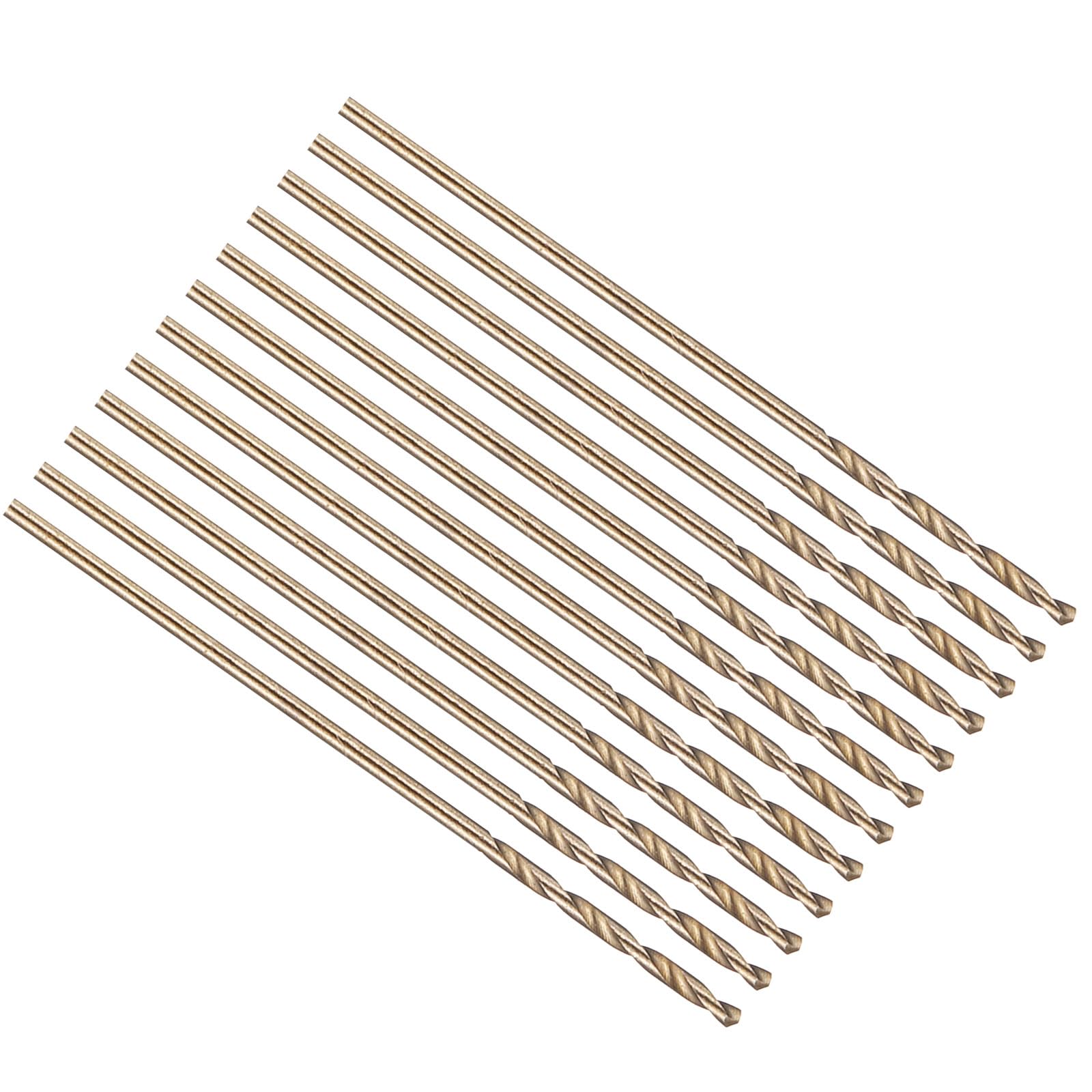 PATIKIL 1/32" Drill Bit, Jobber Straight Shank M2 High-Speed Steel 135° Gold Finish for Stainless Steel Hard Metal - 12 Pack