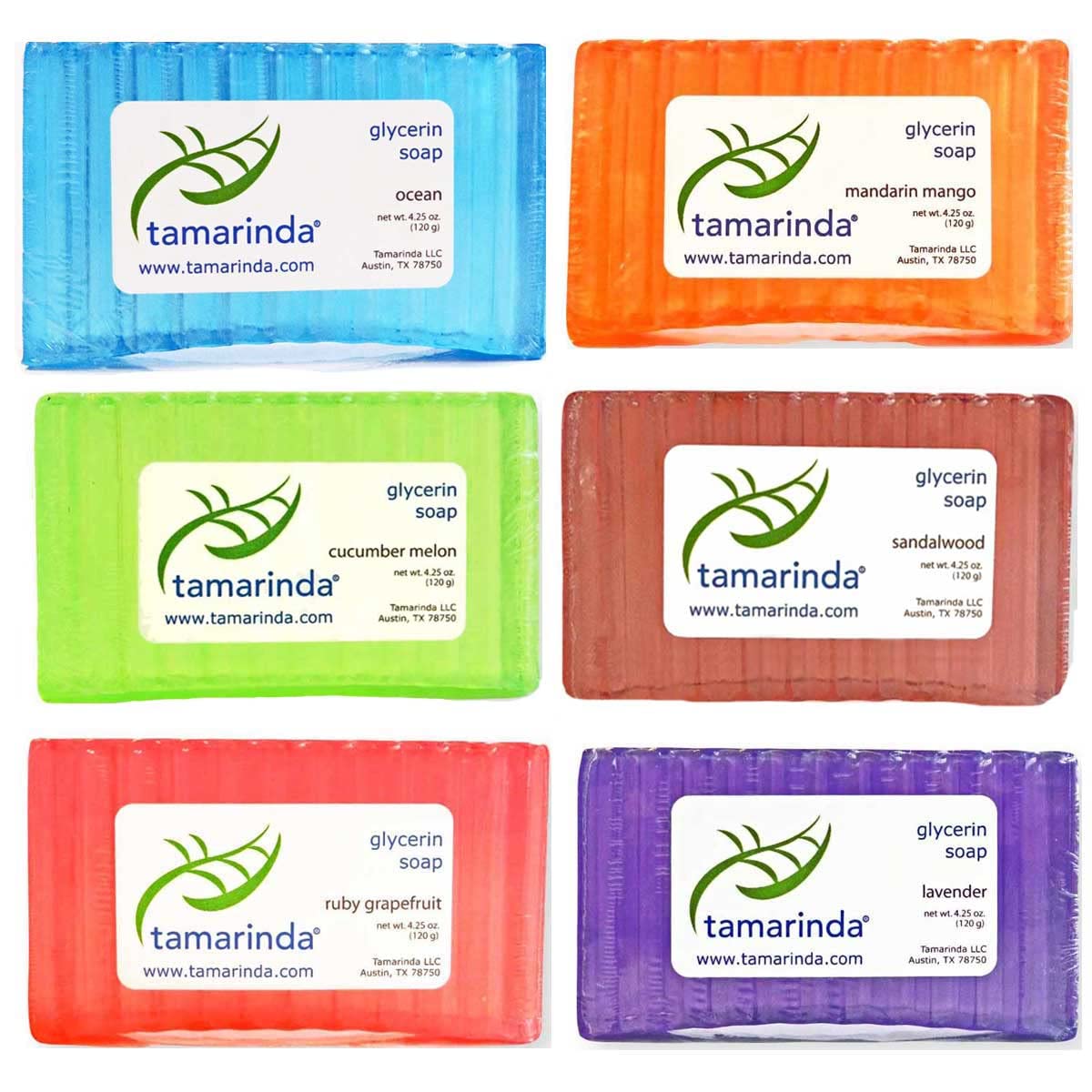 tamarinda Glycerin Soap - 6 Bar Favorite Scents Collection