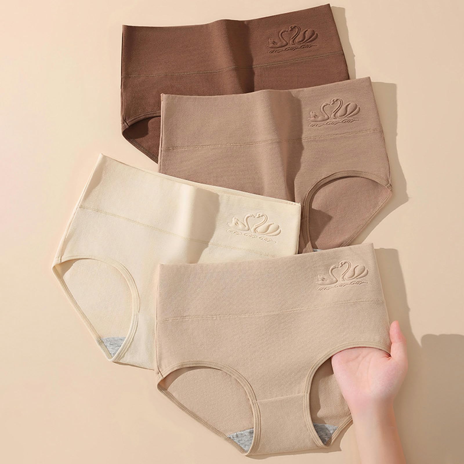 Mutande Donna Femminile Ad Alta Vita di Grandi Dimensioni Comode Cotone Biancheria Intima da Donna Slip da Donna 7a Antibatterico, Pacchetto da 5-Camel 5pc-160 M