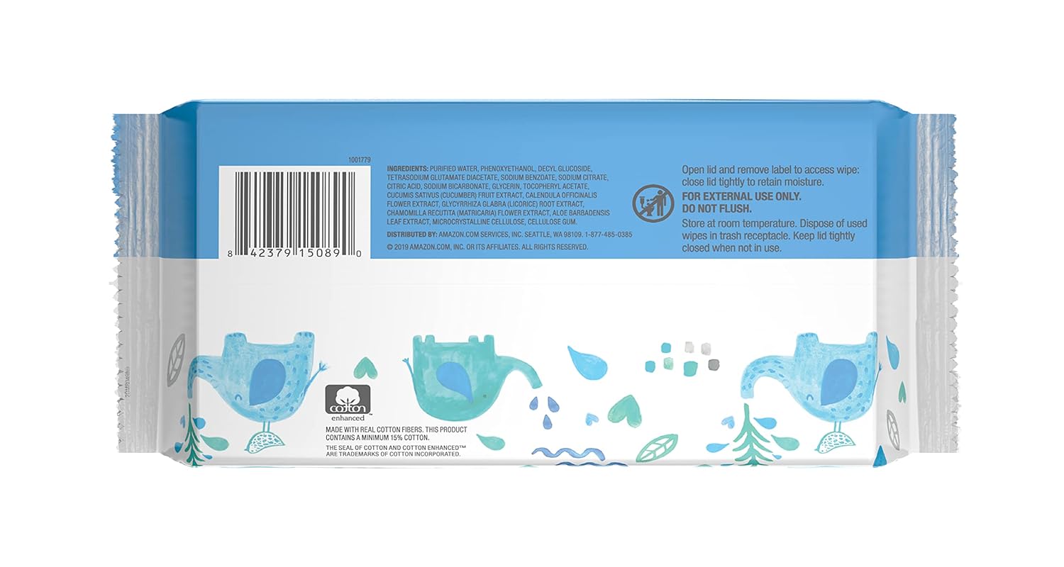  Brand - Mama Bear 99% Water Baby Wipes, Hypoallergenic, Fragrance Free,72 Count (Pack of 6) (Total 432 wipes)