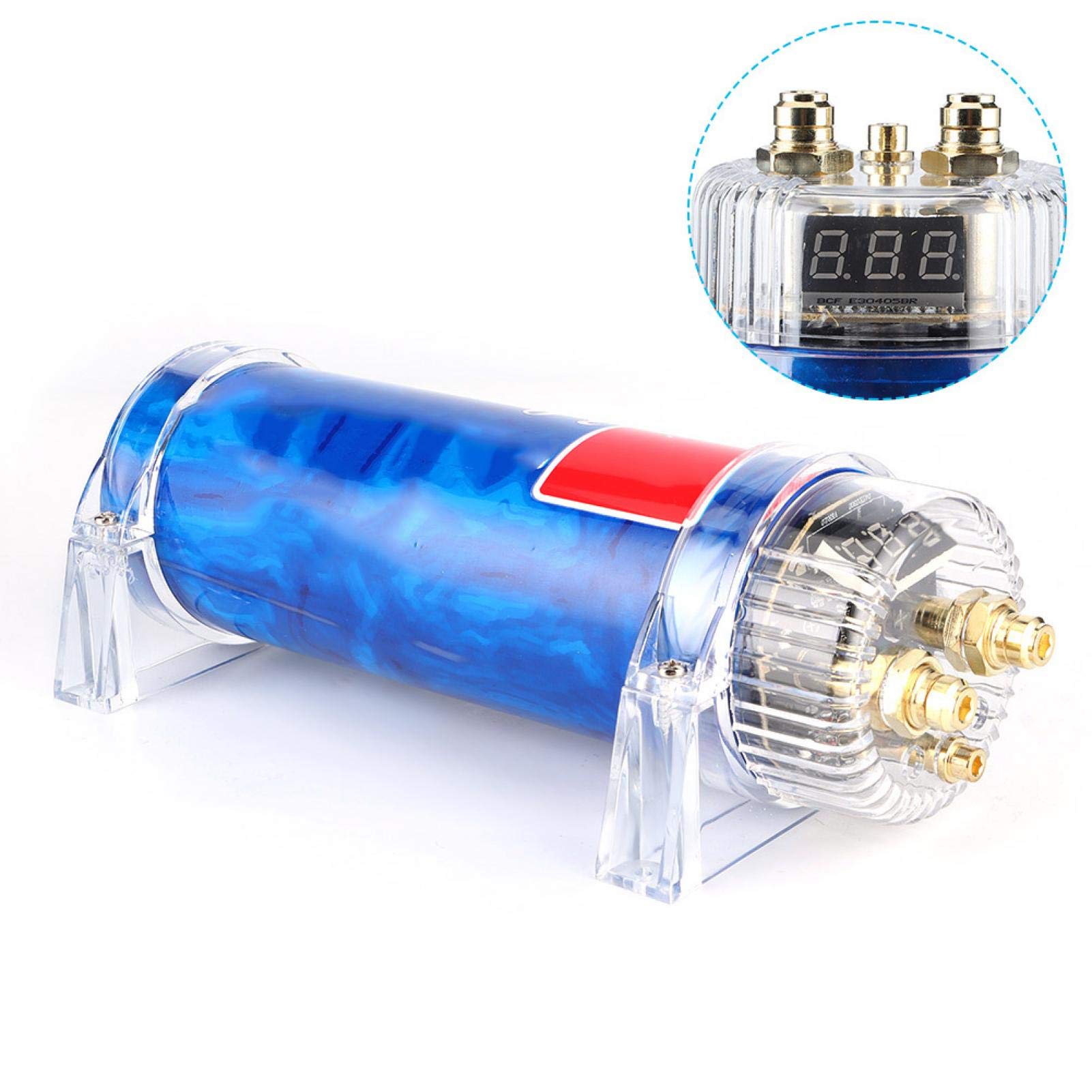 Condensateur audio de voiture, Duokon Condensateur Audio de voiture, 3.0 Farad voiture Audio condensateur de puissance amplificateur régulateur stabilisateur couleur bleue pièces d'auto modifiées