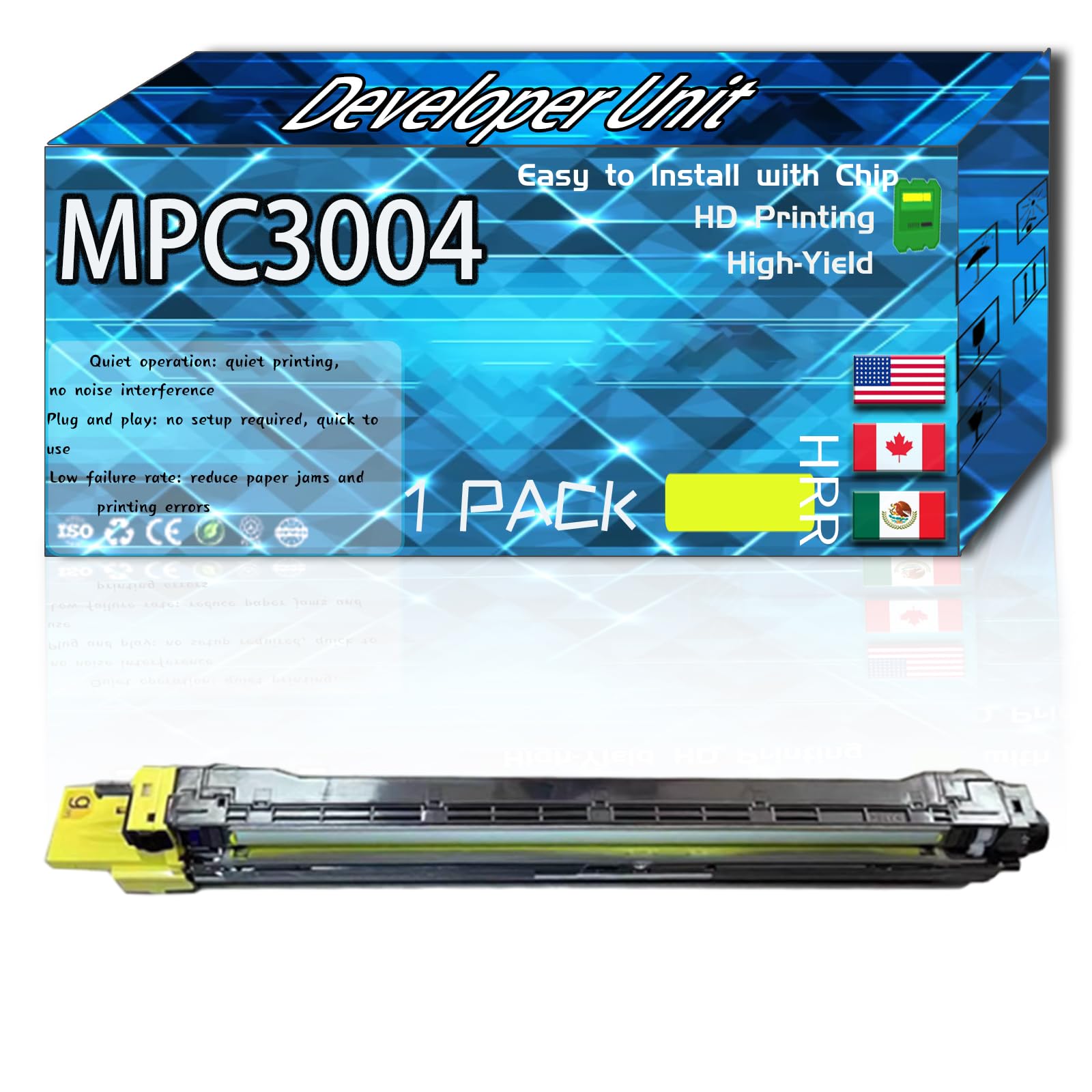 MPC3004 Developer Unit Compatible for Ricoh MP C3004 MP C3004ex MP C3504 MP C3504ex Printers, High Production Replacement (1 Pack Yellow)