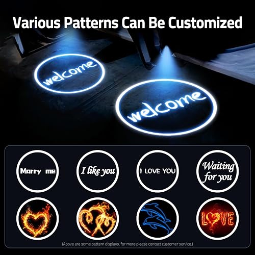 Miniatura 5 de SPOBODY Proyector de luz para puerta de automóvil, proyector inalámbrico LED para puerta de automóvil, recargable HD, lámpara de sombra fantasma de