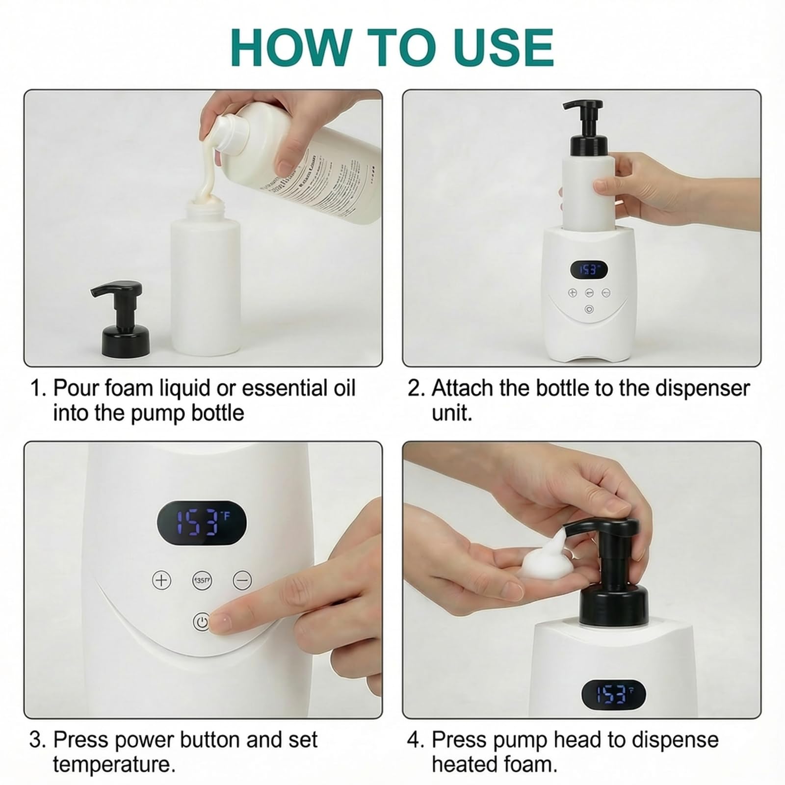 Macchina professionale per schiuma calda per rasatura, scalda crema da barba intelligente con 2 bottiglie di schiuma ricaricabili da 500 ml, dispenser di schiuma calda di grande capacità con display a