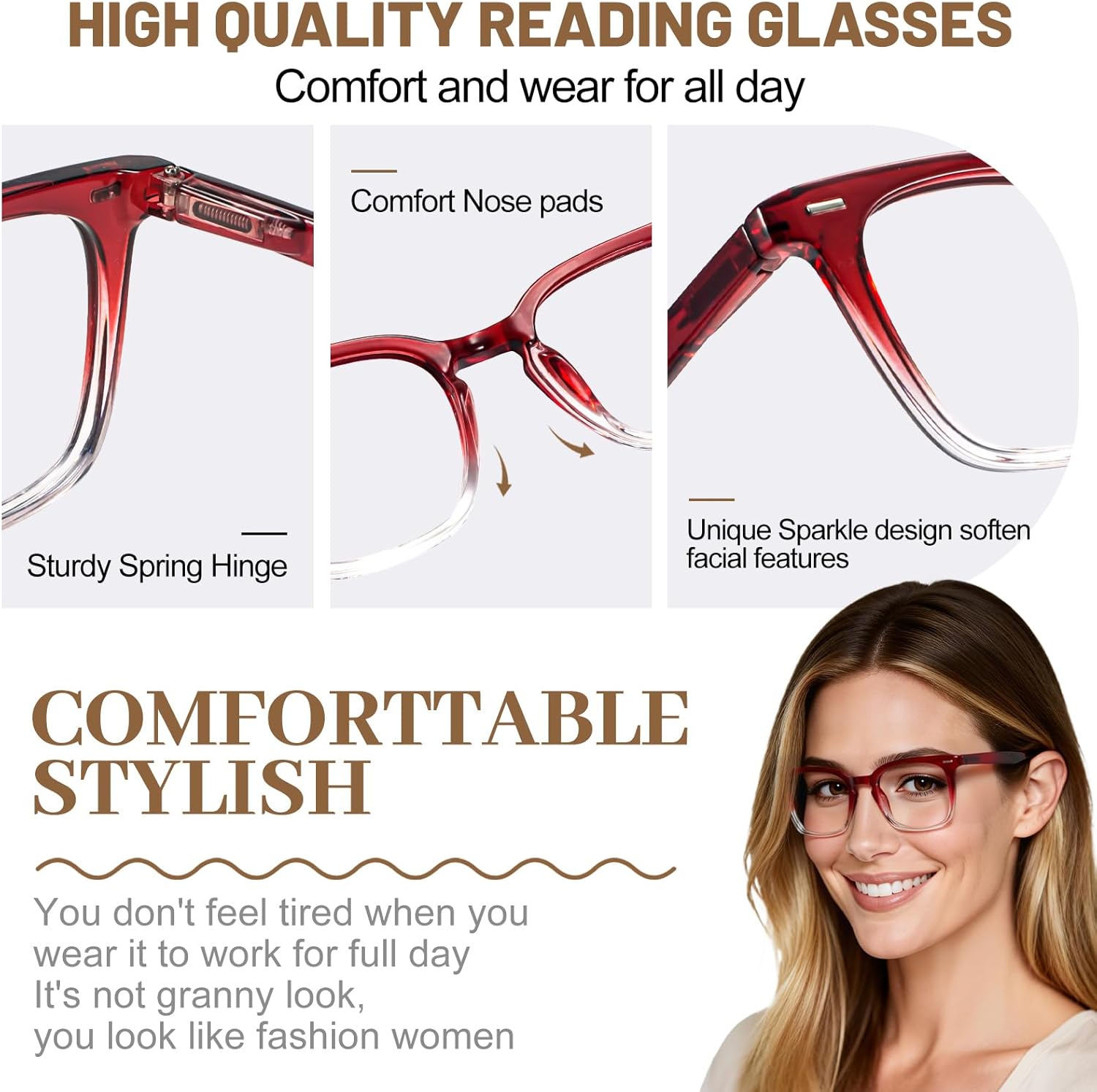 OCCI CHIARI Reading Glasses For Women Oversized Reader 1.0 1.5 2.0 2.5 3.0 3.5 4.0 5.0 6.0 - Image 4