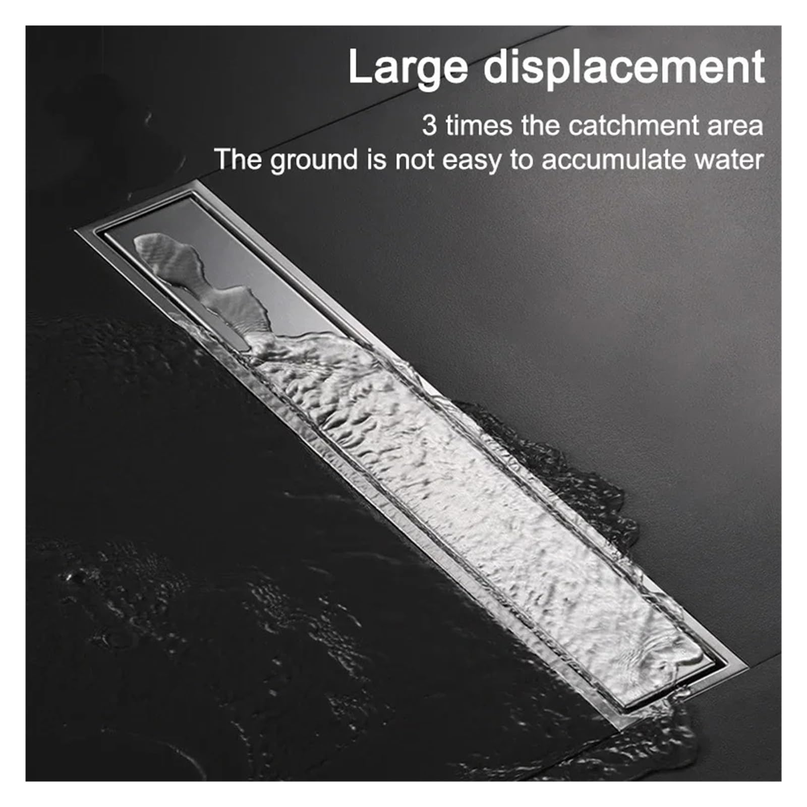 Desagüe de Suelo Invisible de Acero Inoxidable 304 para Ducha - Accesorios de baño Ocultos, Lado d, 10x50cm, antiobstrucción, fácil Limpieza, diseño Moderno para Cuartos húmedos.