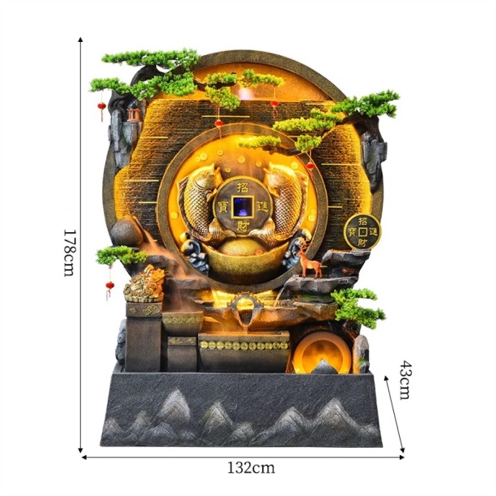 Jingzai202405 Indoor Floor Fountain Rockery Water Fountain, Living Room Courtyard Water Wall Crafts, Garden Landscape Decoration Water Fountain