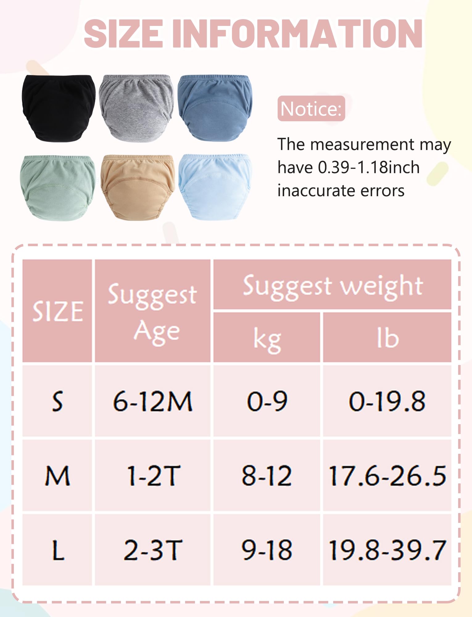 Happy Cherry Lot de 6 Culotte d'apprentissage en Coton pour Garçon, Lavable et Réutilisable, pour l'Entraînement à la Propreté, pour Les Enfants de 6 Mois à 3 Ans
