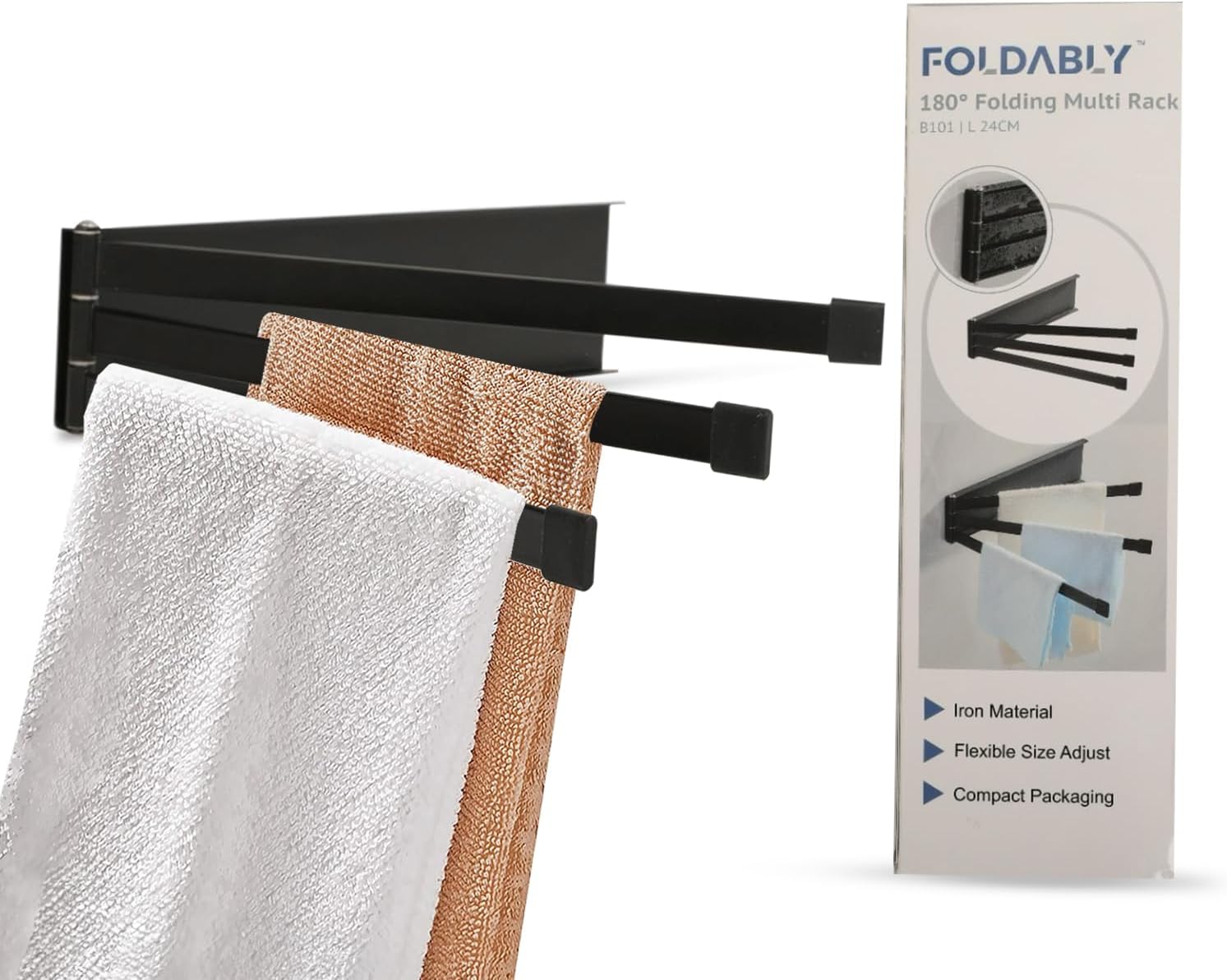 MAOERFUL 3 Swing Arms Towel Holder Wall Mount Towel Rack