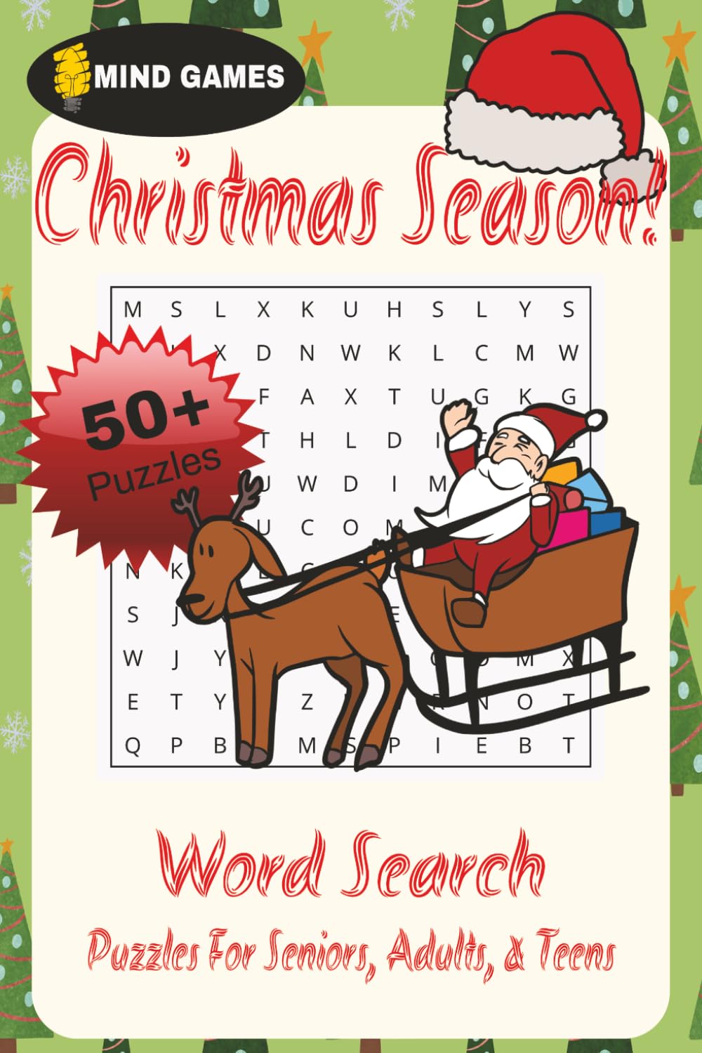 Mind Games - Christmas Word Search Book: Word Searches with Easy to Read Print about Christmas, Santa, Reindeer, and more | 6x9 inches, 110 pages | ... Gift for Vacations, Free Times, and Holidays