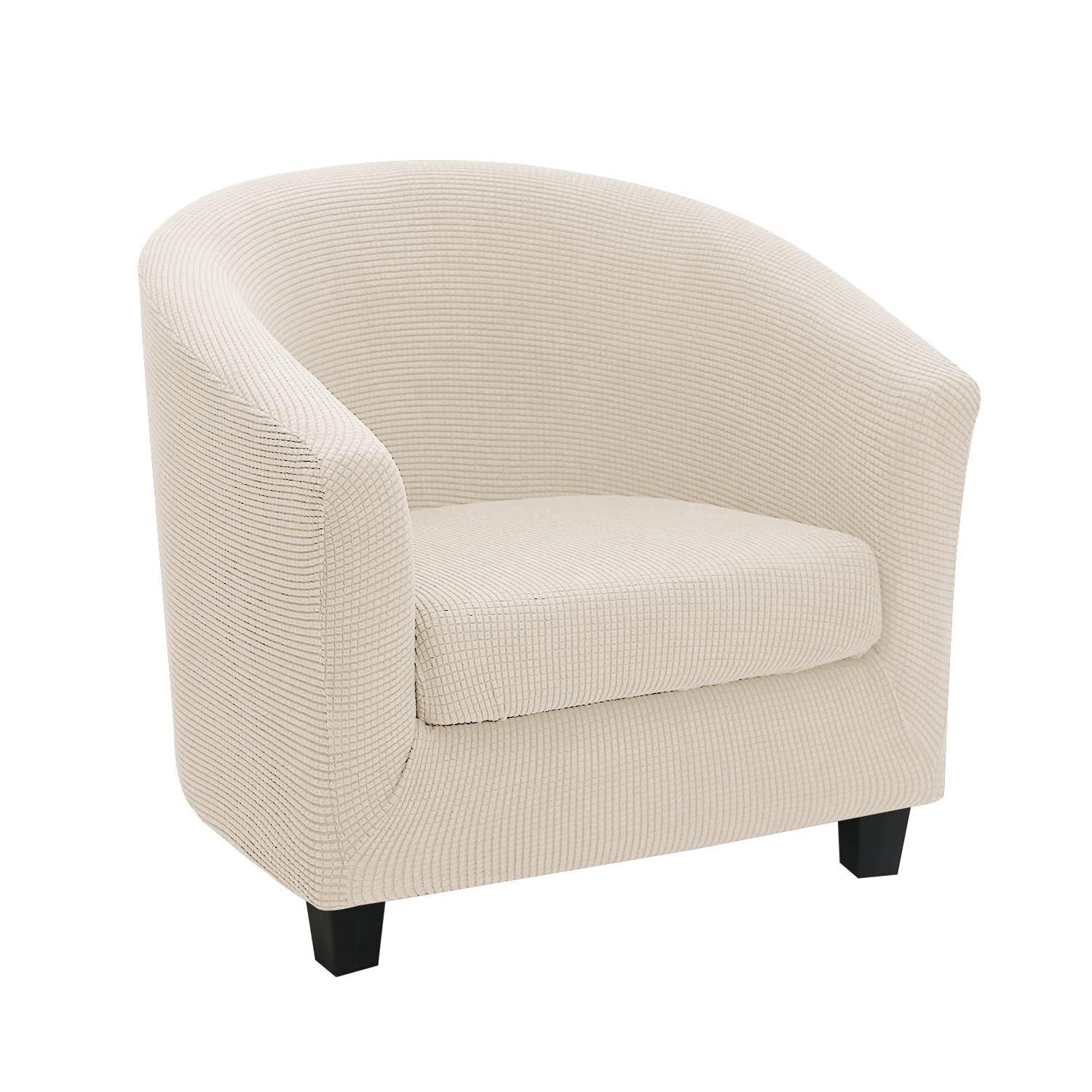 Highdi 2 Pezzi Copripoltrona 1 Posto Chesterfield Elasticizzato, Poltrona Club da Cocktail Antiscivolo Rimovibile Tub Chair Copripoltrona per Camera da Letto Bar (Tinta Unita - Viola Scuro