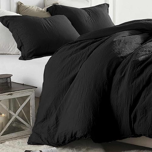 Miniatura 3 de ETDIFFE Juego de edredón negro tamaño Queen, juego de ropa de cama estética gótica moderna de 3 piezas, suave y ligero para todas las estaciones,