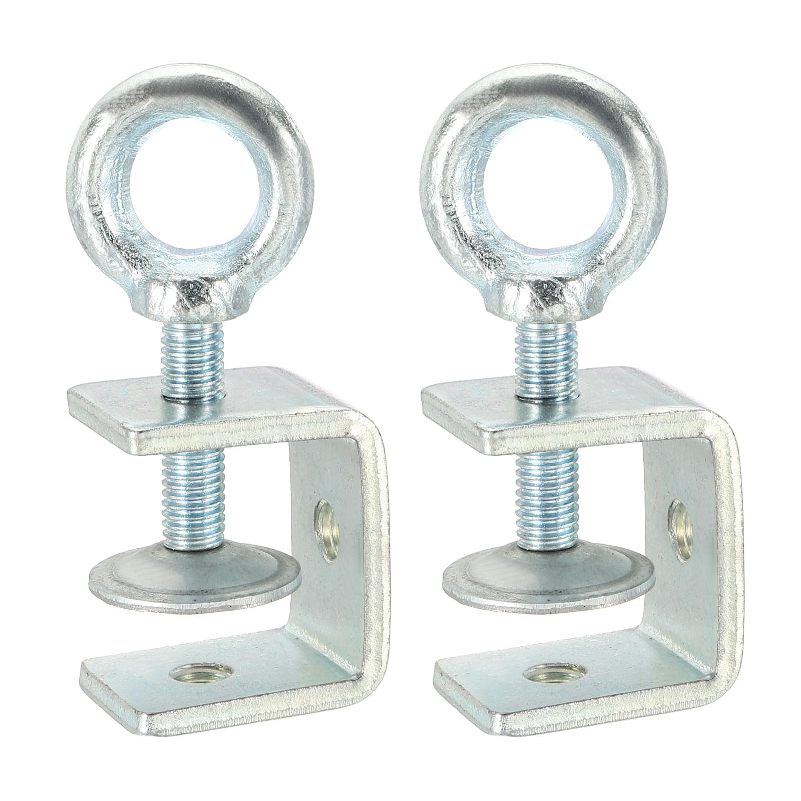 sourcing map 2 Pcs Carbon Steel C Clamps 30mm Square Galvanized Mini Tiger Clamp Adjustable Heavy Duty Metal U Clip with Eye Hook Screw for Woodworking Welding Mounting, Blue White