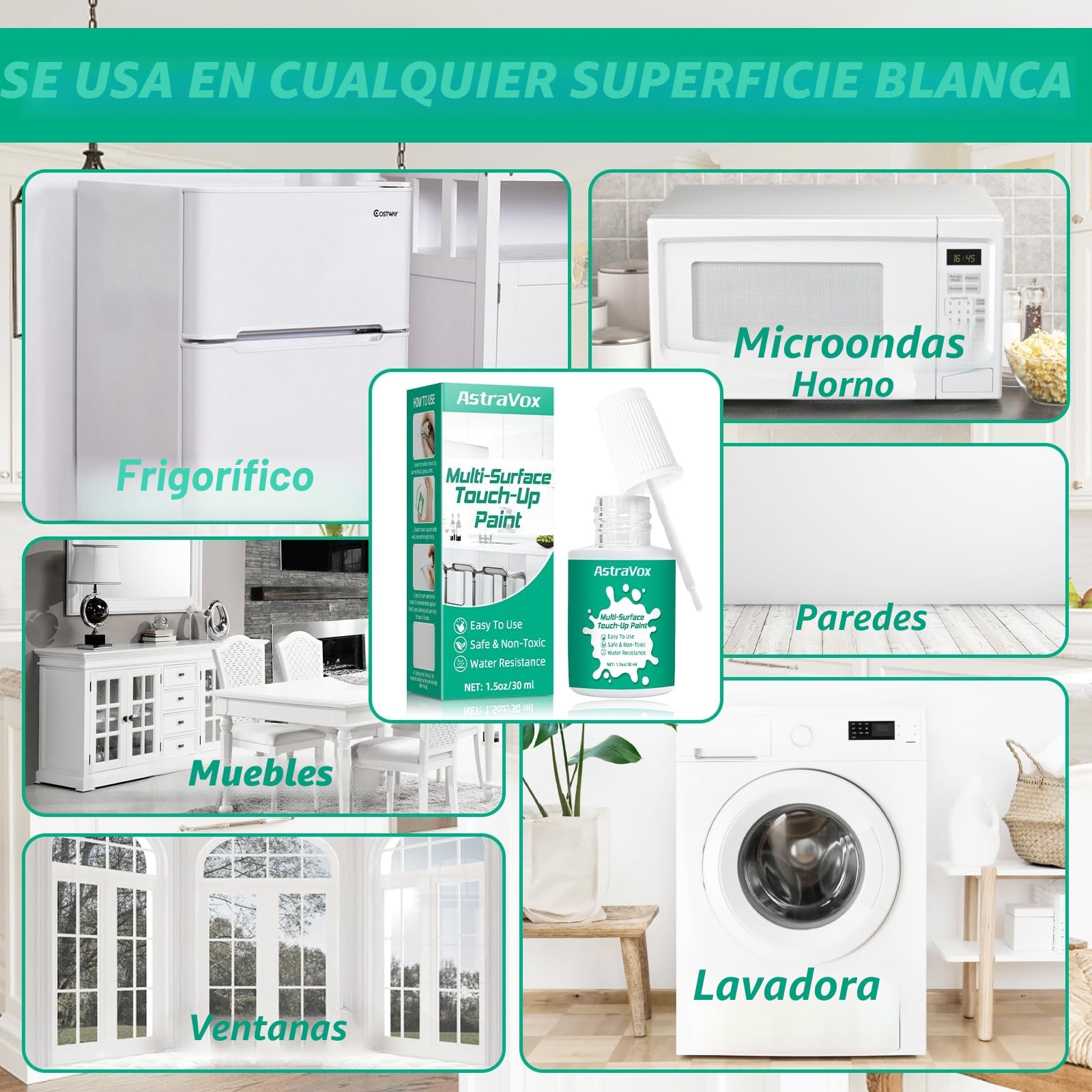 AstraVox pintura bañera, multisuperficie para esmalte, muebles, electrodomésticos, azulejos, baños, reparación de rayones en interiores y exteriores, impermeable, fácil de usar (semibrillante)