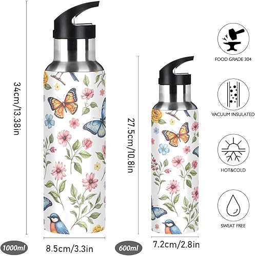 Miniatura 2 de Stainless Steel Vacuum Insulated Water Bottle 32 Oz, Leakproof Water Bottles for Gym Outdoor Travel School, Colorful Watercolor Flowers